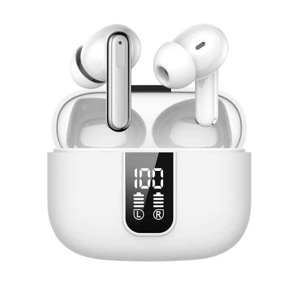 Casti wireless Bluetooth, IMA Trend®CY-40, Audio, in-ear, Fara fir, Bluetooth 5.3, ANC si Dual MIC ENC, Active Noise Cancellation, Autonomie 45 ore, Microfon HD, Control tactil/touch, Rezistente la apa, IPX5, Sport, Carcasa Magnetica, Afisare LED, Compatibilitate Universala, Alb