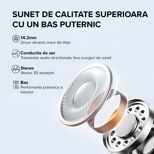 Casti wireless Bluetooth, IMA Trend®CY-30, Audio, Fara fir, Bluetooth 5.3, Dual MIC ENC, Active Noise Cancellation, Autonomie 40 ore, Microfon HD, Control tactil/touch, IPX5, Sport, Carcasa Magnetica, Compatibilitate Universala, Negru - imagine 2