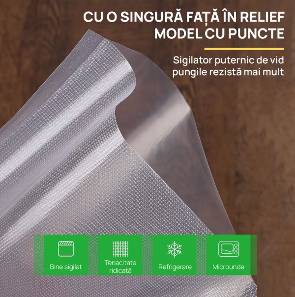 Set 2 Role folie profesionala IMA Trend pentru aparate de vidat alimente, rezistenta, compatibilitate universala, Dimensiune 25x500cm, Transparent - imagine 2