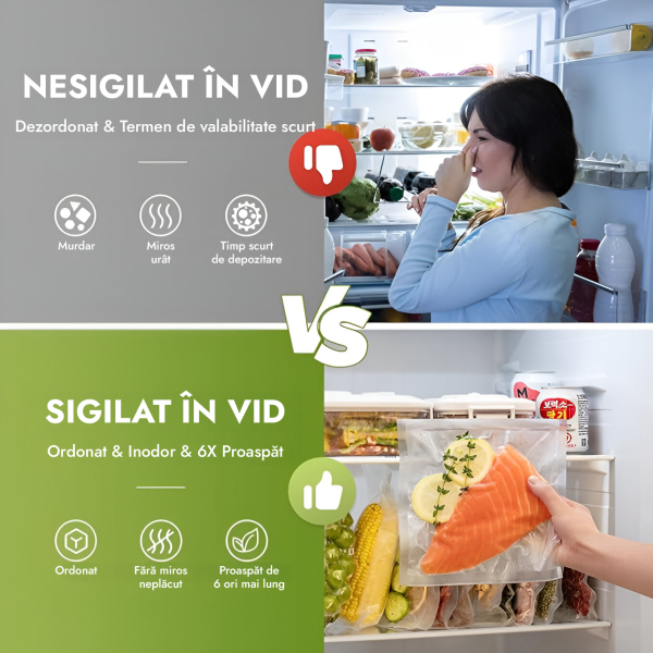 Aparat de vidat si sigilat alimente IMA Trend, 120W, 60kpa, 5 functii vidare umed/uscata/soft, panou de comanda tactil, 30 cm bara de lipire, Cutter Incorporat, cu 10 Pungi 20x30cm, Functie de Sigilare si Vidare Automata, Gri - imagine 2