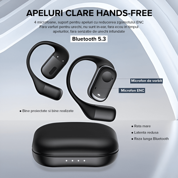 Casti wireless Bluetooth, IMA Trend®CY-30, Audio, Fara fir, Bluetooth 5.3, Dual MIC ENC, Active Noise Cancellation, Autonomie 40 ore, Microfon HD, Control tactil/touch, IPX5, Sport, Carcasa Magnetica, Compatibilitate Universala, Negru - imagine 7