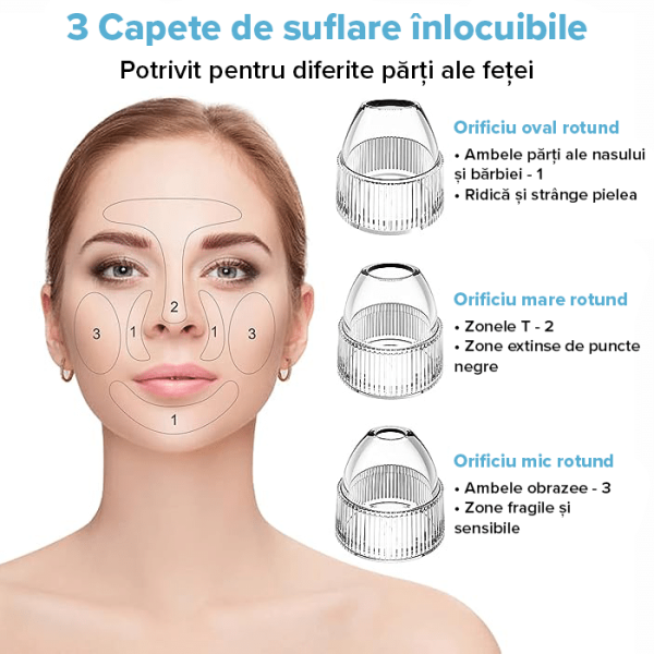 Aparat cu vacuum pentru puncte negre IMA Trend, puncte de grasime si cosuri, curatare si ingrijire faciala cu wi-fi si camera video, alb - imagine 3