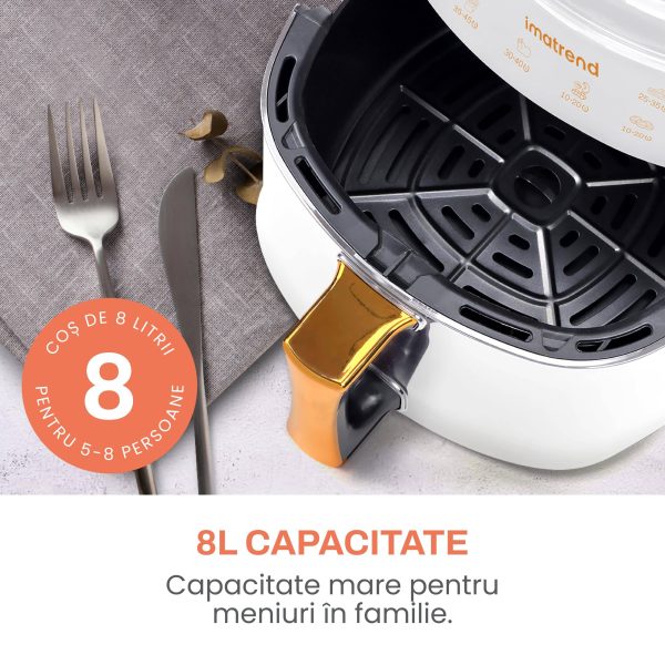 Friteuza cu aer cald, fara ulei, IMA TREND XL Air Fryer, 1400W, capacitate 8L, temperatura ajustabila 80-220°C, timer 60 min, pot detasabil, display digital, Alb - imagine 5