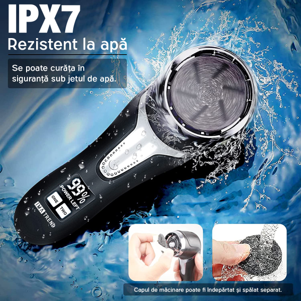 Pila electrica pentru talpi si calcaie IMA Trend®, cu Aspirare, IPX 7, Display Digital, Led, Acumulator 1200 mAh, Incarcare USB, Impermeabil, 3 role, 2200 rpm, Accesorii incluse, Indepartare piele moarta, Indepartare calus, Negru - imagine 6