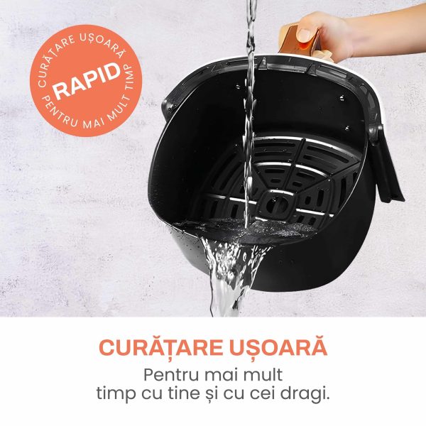 Friteuza cu aer cald, fara ulei, IMA TREND XL Air Fryer, 1400W, capacitate 8L, temperatura ajustabila 80-220°C, timer 60 min, pot detasabil, display digital, Negru - imagine 7